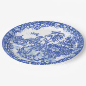 Blue Willow Rabbit Classic Whimsical Asian Pappteller (Schrägansicht)