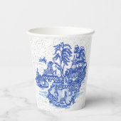 Blue Willow Rabbit Classic Whimsical Pottery Pappbecher (Rückseite)