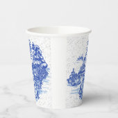 Blue Willow Rabbit Classic Whimsical Pottery Pappbecher (Links)