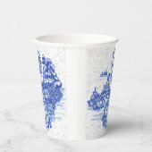 Blue Willow Rabbit Classic Whimsical Pottery Pappbecher (Rechts)