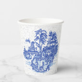 Blue Willow Rabbit Classic Whimsical Pottery Pappbecher (Vorderseite)