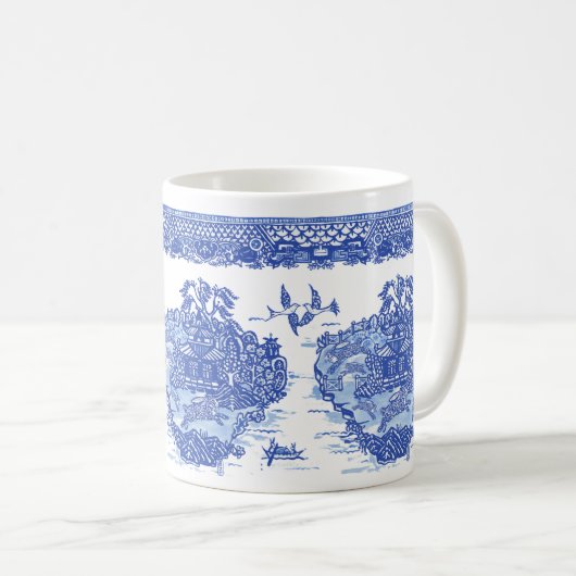 Blue Willow Rabbit Hare Isle of Animals Spaß Kunst Kaffeetasse (VorderseiteRechts)