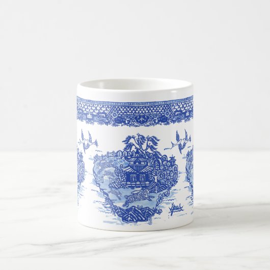 Blue Willow Rabbit Hare Isle of Animals Spaß Kunst Kaffeetasse (Mittel)