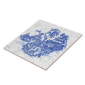 Blue Willow Rabbit Island Antiquitätenmuseum Fliese (Seite)