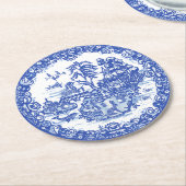 Blue Willow Rabbit Island Antiquitätenmuseum Runder Pappuntersetzer (Angewinkelt)