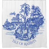 Blue Willow Rabbit Island Whimsical Chinoiserie Duschvorhang (Vorderseite)