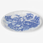 Blue Willow Rabbit Island Whimsical Classic Art Pappteller (Schrägansicht)