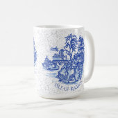 Blue Willow Rabbit Island Whimsical Crackle Look Kaffeetasse (VorderseiteRechts)