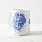Blue Willow Rabbit Island Whimsical Crackle Look Kaffeetasse (Vorderseite Links)