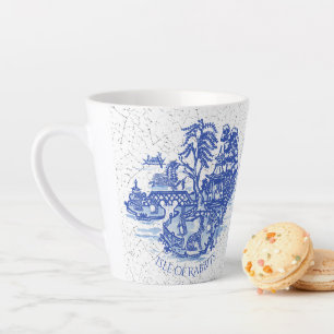 Blue Willow Rabbit Island Whimsical Crackle Look L Milchtasse