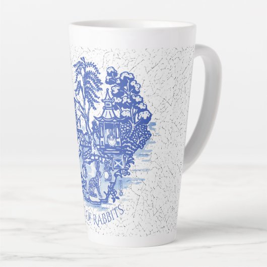 Blue Willow Rabbit Island Whimsical Crackle Look Milchtasse (Rechte Ecke)