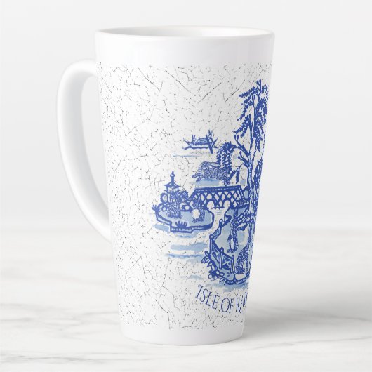 Blue Willow Rabbit Island Whimsical Crackle Look Milchtasse (Linke Ecke)