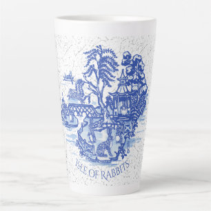 Blue Willow Rabbit Island Whimsical Crackle Look Milchtasse