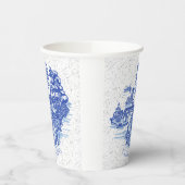 Blue Willow Rabbit Island Whimsical Crackle Look Pappbecher (Links)