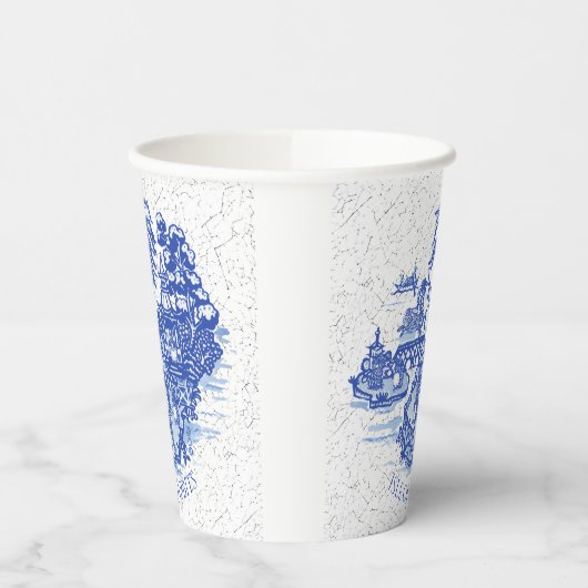 Blue Willow Rabbit Island Whimsical Crackle Look Pappbecher (Links)