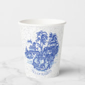 Blue Willow Rabbit Island Whimsical Crackle Look Pappbecher (Vorderseite)