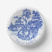 Blue Willow Rabbit Island Whimsical Crackle Look Pappteller (Vorderseite)