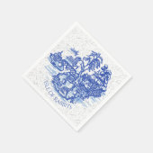 Blue Willow Rabbit Island Whimsical Crackle Look Serviette (Ecke)
