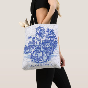 Blue Willow Rabbit Island Whimsical Eleganter Spa Tasche