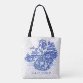 Blue Willow Rabbit Island Whimsical Eleganter Spaß Tasche (Rückseite)