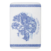 Blue Willow Rabbit Island Whimsical Potterie Look Badematte (Vorderseite Vertikal)