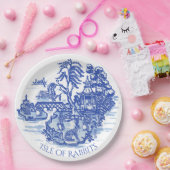 Blue Willow Rabbit Island Whimsical Potterie Look Pappteller (Party)