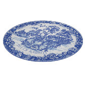 Blue Willow Rabbit Island White Whimsical Toile Schneidebrett (Ecke)