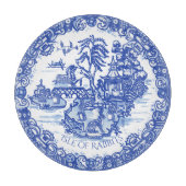 Blue Willow Rabbit Island White Whimsical Toile Schneidebrett (Vorderseite)