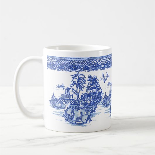 Blue Willow Rabbit Isle of Animals Classic Fun Art Kaffeetasse (Links)