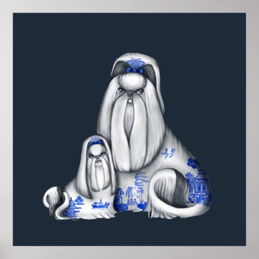Blue Willow Shih Tzu Poster (Vorne)