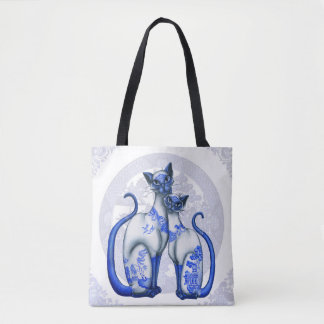 Blue Willow Siam Cats Tote Tasche
