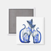 Blue Willow Siamese Cats Magnet (Vorderseite/Rückseite)