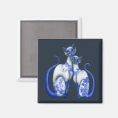 Blue Willow Siamese Cats Magnet (Vorderseite/Rückseite)