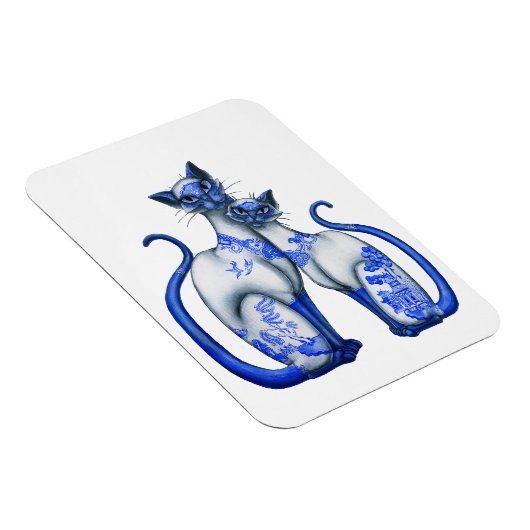 Blue Willow Siamese Cats Magnet (Rechte Seite)