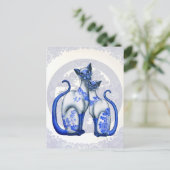 Blue Willow Siamese Cats Postcard Postkarte (Stehend Vorderseite)
