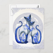 Blue Willow Siamese Cats Postcard Postkarte (Vorne/Hinten)
