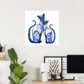 Blue Willow Siamese Cats Poster (Heimbüro)