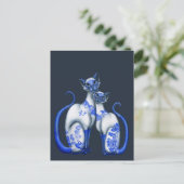 Blue Willow Siamese Cats Postkarte (Stehend Vorderseite)