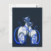Blue Willow Siamese Cats Postkarte (Vorne/Hinten)