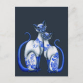 Blue Willow Siamese Cats Postkarte (Vorderseite)