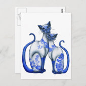 Blue Willow Siamese Cats Postkarte (Vorne/Hinten)
