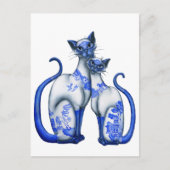 Blue Willow Siamese Cats Postkarte (Vorderseite)