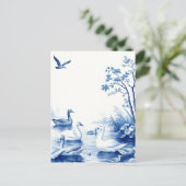 Blue Willow Swans Lake Scene Postkarte (Stehend Vorderseite)