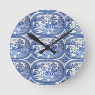 Blue Willow Tim - Perfect Accent for Kitchens Runde Wanduhr
