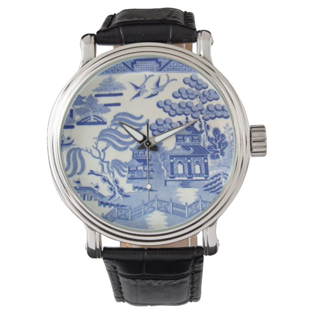 Blue Willow Time, jetzt haben sie es Oma gemacht! Armbanduhr (Vorderseite)