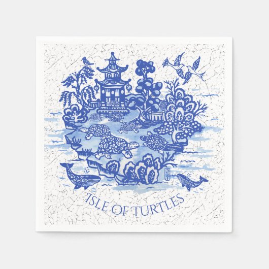 Blue Willow Turtle Tortoise Garden Whimsical Serviette (Vorderseite)