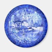 "Blue Willow World" ~ 3" Round Magnet (Vorne)