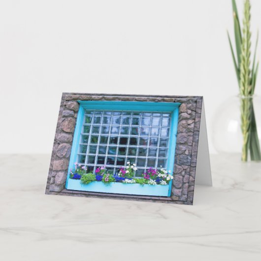 Blue Window Box mit Blume Fotografie Karte (Vorderseite)