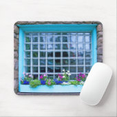 Blue Window Box mit Blume Fotografie Mousepad (Mit Mouse)