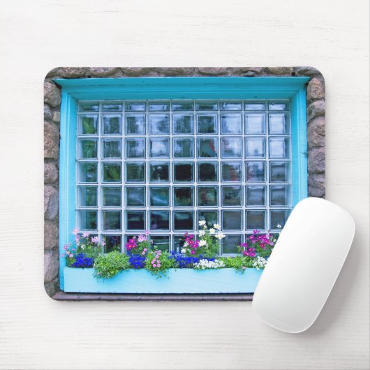 Blue Window Box mit Blume Fotografie Mousepad (Mit Mouse)